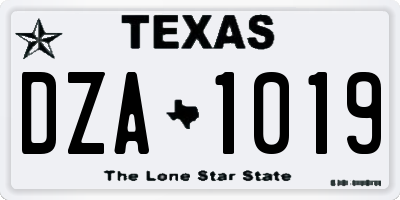 TX license plate DZA1019