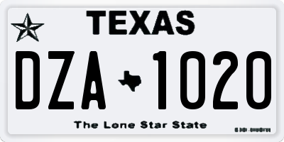 TX license plate DZA1020
