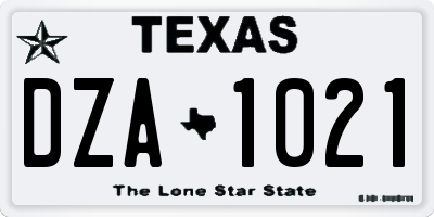 TX license plate DZA1021