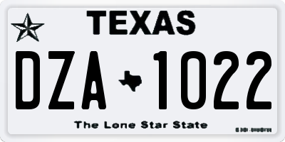 TX license plate DZA1022