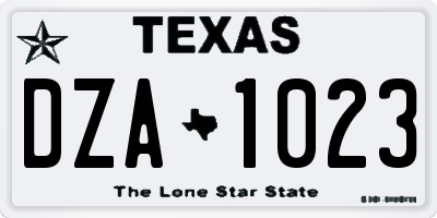 TX license plate DZA1023