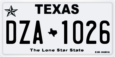 TX license plate DZA1026