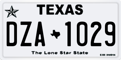 TX license plate DZA1029