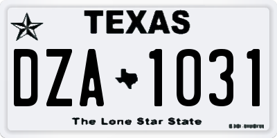 TX license plate DZA1031
