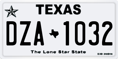 TX license plate DZA1032
