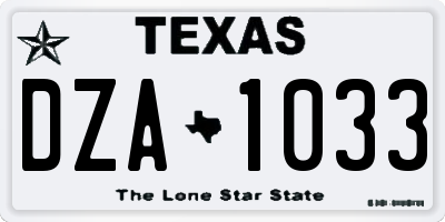 TX license plate DZA1033