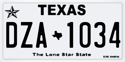 TX license plate DZA1034