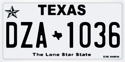 TX license plate DZA1036