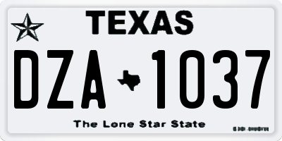 TX license plate DZA1037