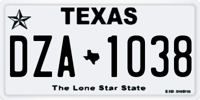 TX license plate DZA1038