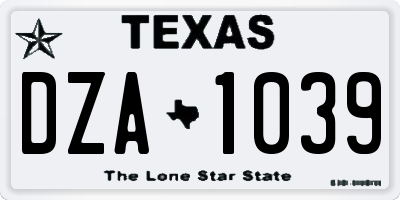 TX license plate DZA1039