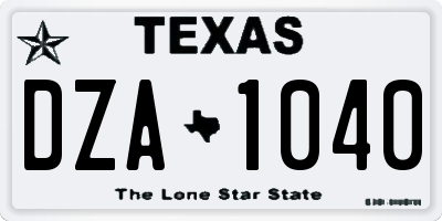 TX license plate DZA1040