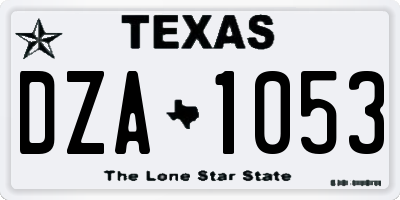 TX license plate DZA1053