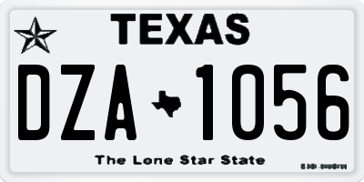 TX license plate DZA1056