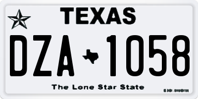 TX license plate DZA1058