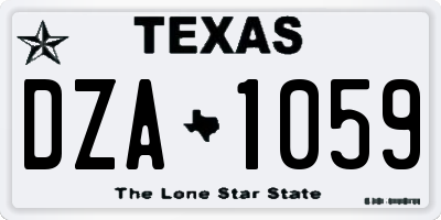 TX license plate DZA1059