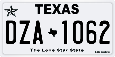 TX license plate DZA1062