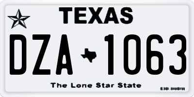 TX license plate DZA1063