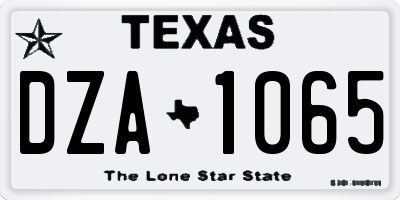 TX license plate DZA1065