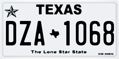 TX license plate DZA1068