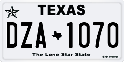 TX license plate DZA1070