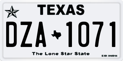 TX license plate DZA1071