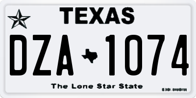 TX license plate DZA1074