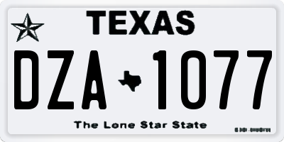 TX license plate DZA1077