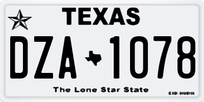 TX license plate DZA1078