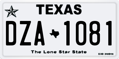 TX license plate DZA1081