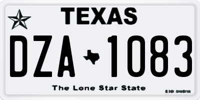 TX license plate DZA1083