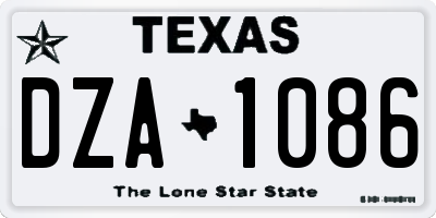 TX license plate DZA1086