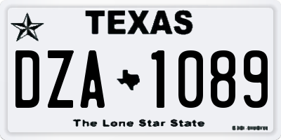 TX license plate DZA1089