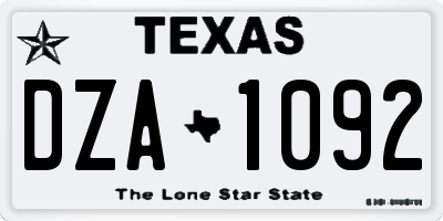 TX license plate DZA1092