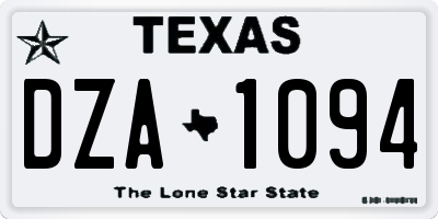 TX license plate DZA1094