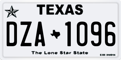 TX license plate DZA1096