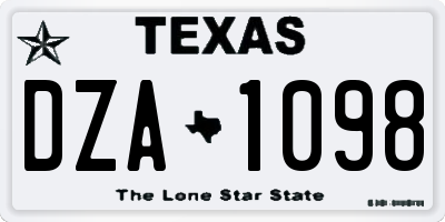 TX license plate DZA1098