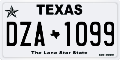 TX license plate DZA1099