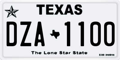 TX license plate DZA1100