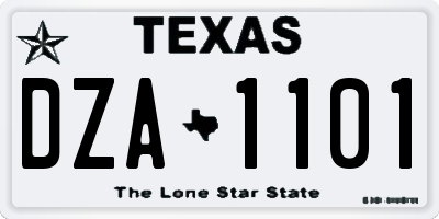 TX license plate DZA1101