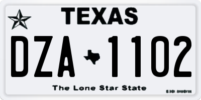 TX license plate DZA1102