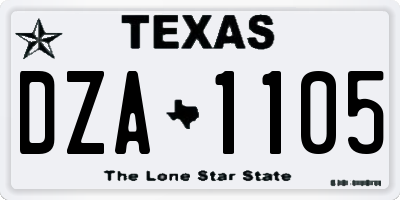 TX license plate DZA1105