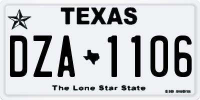 TX license plate DZA1106