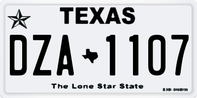 TX license plate DZA1107