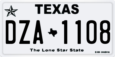 TX license plate DZA1108