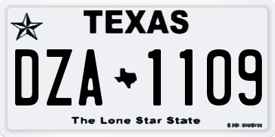 TX license plate DZA1109