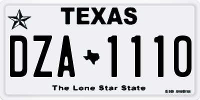 TX license plate DZA1110