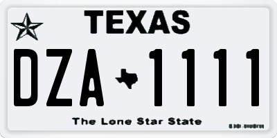 TX license plate DZA1111