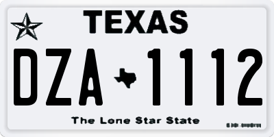 TX license plate DZA1112