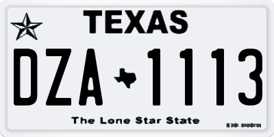 TX license plate DZA1113